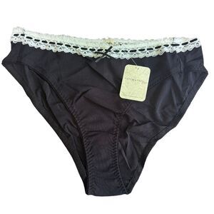 FP INTIMATELY Lace Bikini Panties MEDIUM Black White Mesh NWT